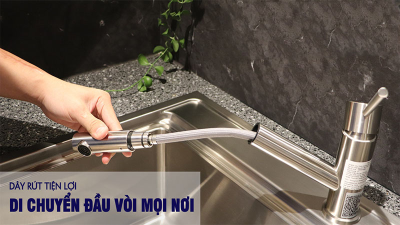 Vòi rửa chén nóng lạnh inox Malloca K110-S - Hàng chính hãng