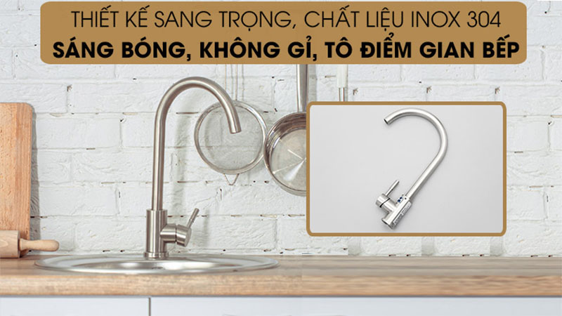 Vòi rửa chén nóng lạnh tăng áp inox Malloca K569-SN - Hàng chính hãng