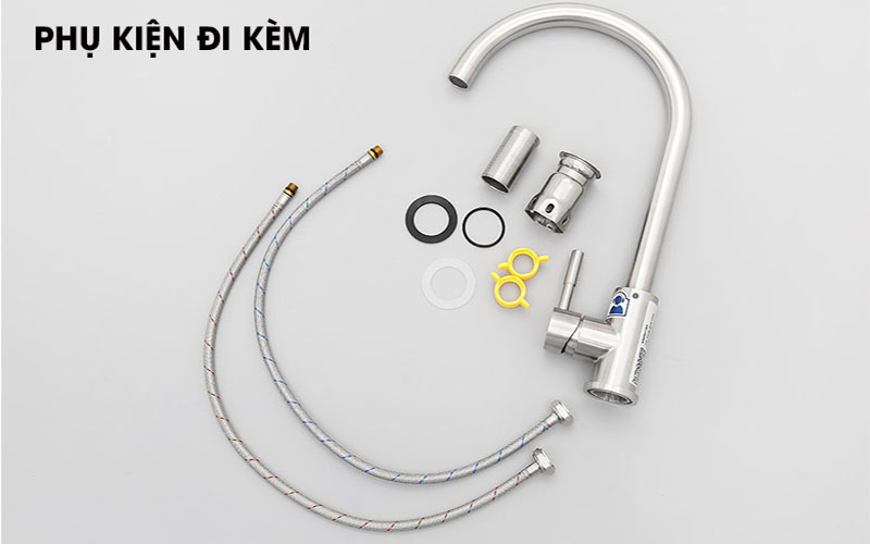 Vòi rửa chén nóng lạnh tăng áp inox Malloca K569-SN - Hàng chính hãng