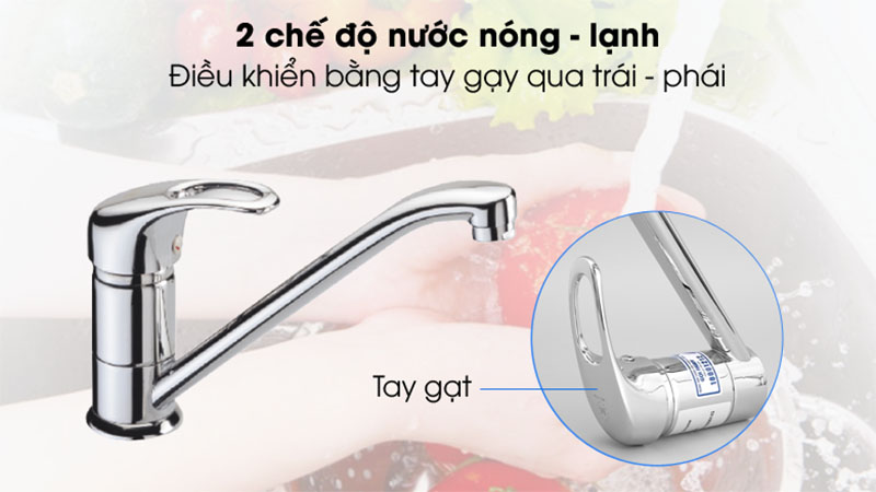 Vòi rửa chén nóng lạnh tăng áp đồng Malloca K120N - Hàng chính hãng