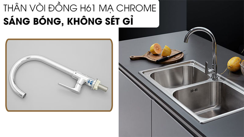 Vòi rửa chén tăng áp đồng Malloca K1603CL - Hàng chính hãng
