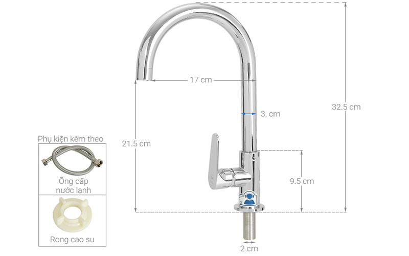 Vòi rửa chén tăng áp đồng Malloca K1603CL - Hàng chính hãng