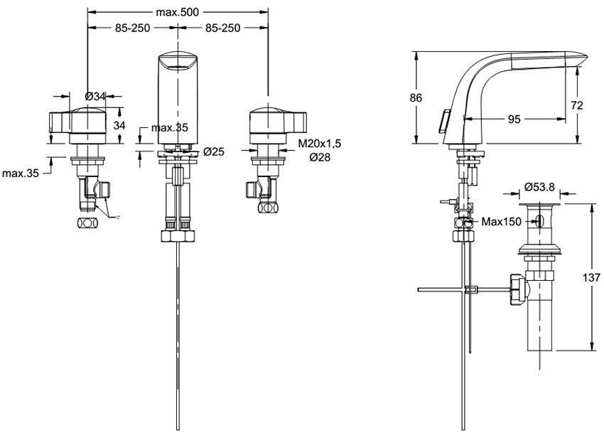 Vòi rửa mặt nóng lạnh American Standard WF-6803 - Hàng chính hãng