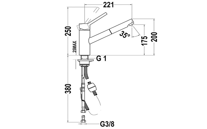 Vòi rửa nóng lạnh Teka VTK 978 - Hàng chính hãng
