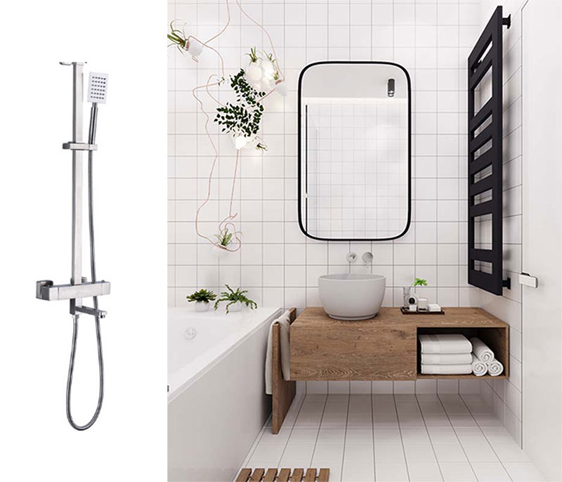 Vòi sen Inox Kaff KF-SH-S03 có thiết kế tinh tế, tiện dụng