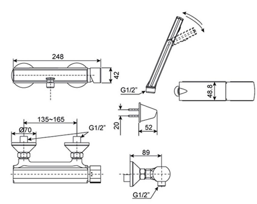 Vòi sen tắm nóng lạnh American Standard WF-2712 - Hàng chính hãng