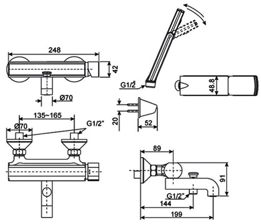 Vòi sen tắm nóng lạnh American Standard WF-3321  - Hàng chính hãng