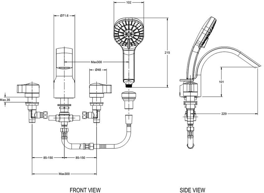 Vòi xả bồn tắm American Standard WF-2700 - Hàng chính hãng