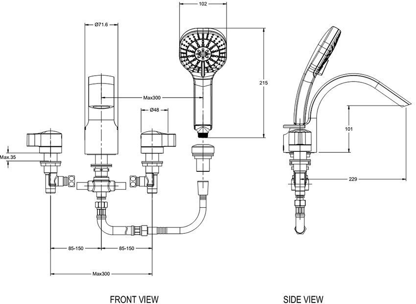Vòi xả bồn tắm American Standard WF-6800 - Hàng chính hãng