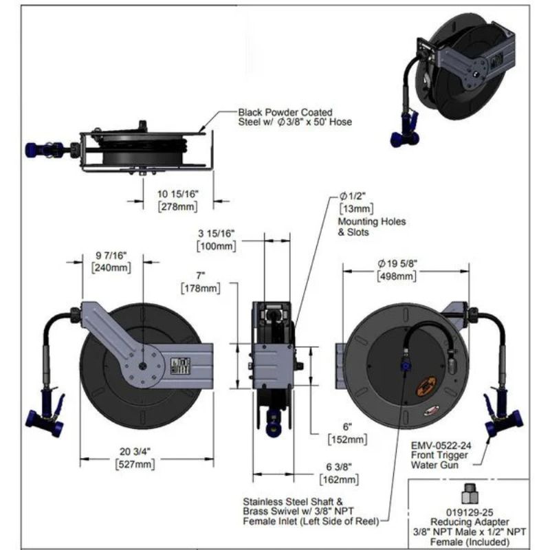 Cấu tọa của vòi xịt sàn T&S 5HR-242-12-A