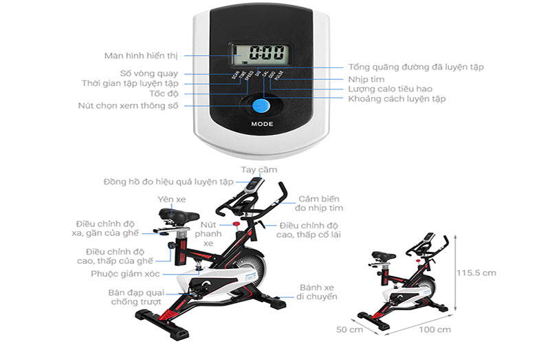 Xe đạp tập thể dục Air Bike MK100 - Hàng chính hãng