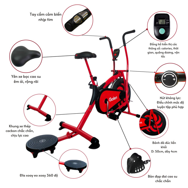 Cấu tạo của xe đạp tập thể dục  Galen G021