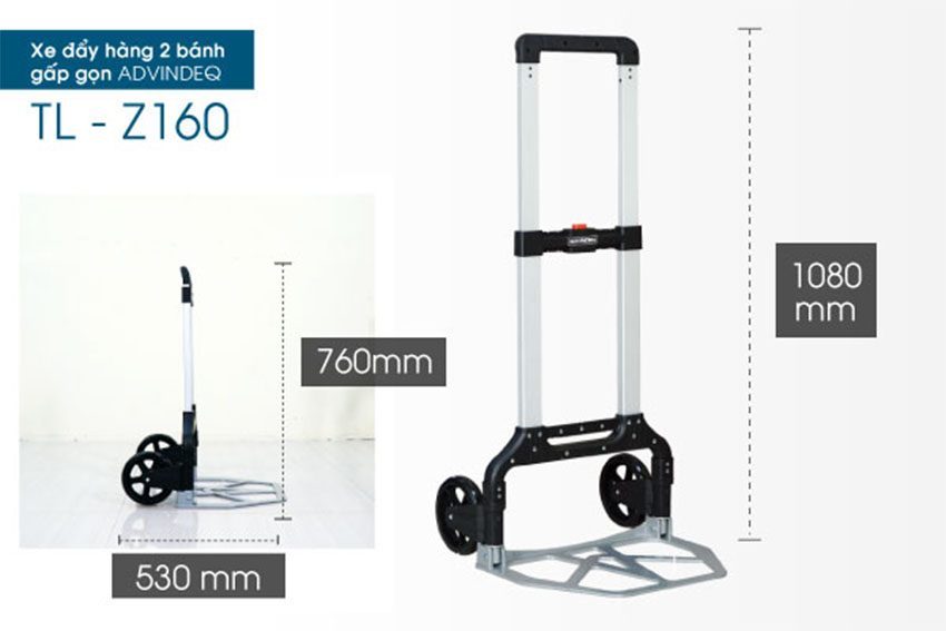 Xe đẩy hàng 2 bánh Advindeq TL-Z160 với tay cầm có thể gấp gọn