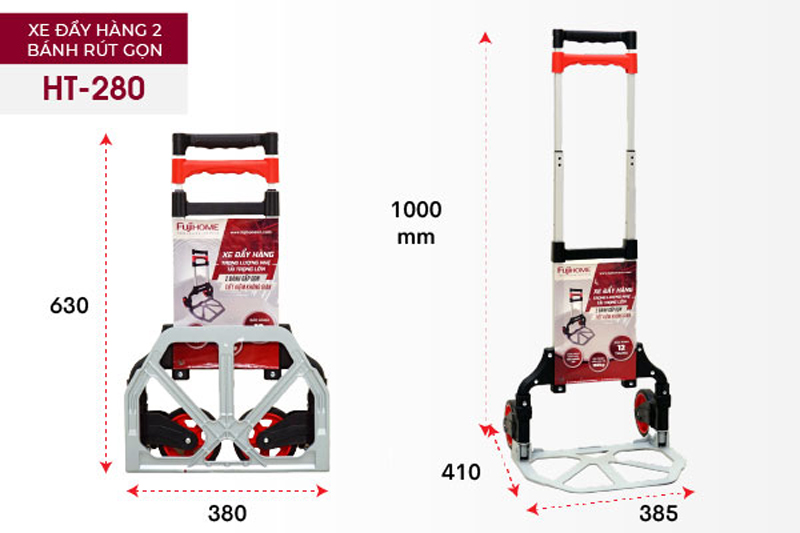 Kích thước của xe đẩy rút gọn Fujihome HT-280