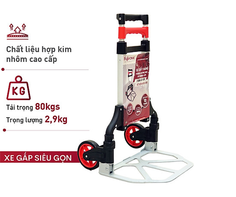Xe được cấu tạo từ hợp kim nhôm chắc chắn, tải trong lên đến 80kg