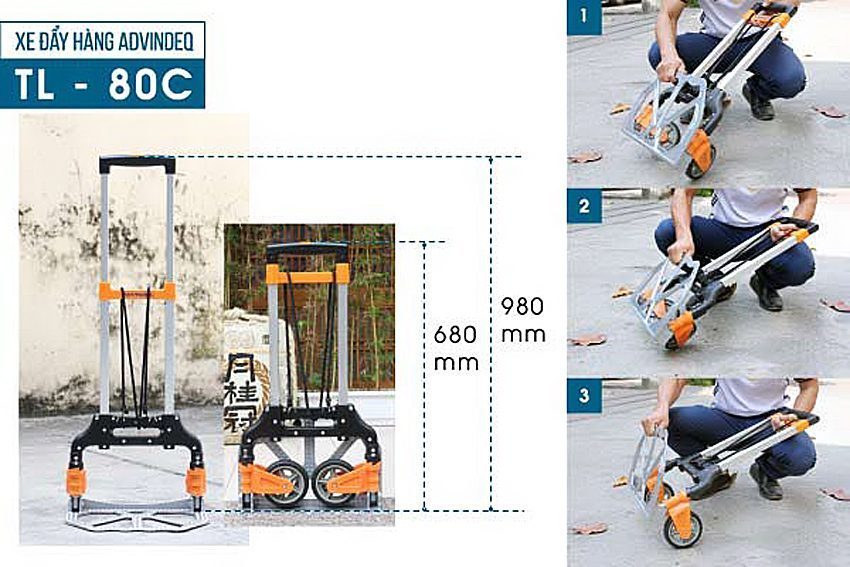 Xe đẩy hàng 2 bánh rút gọn Advindeq TL-80C - Hàng chính hãng