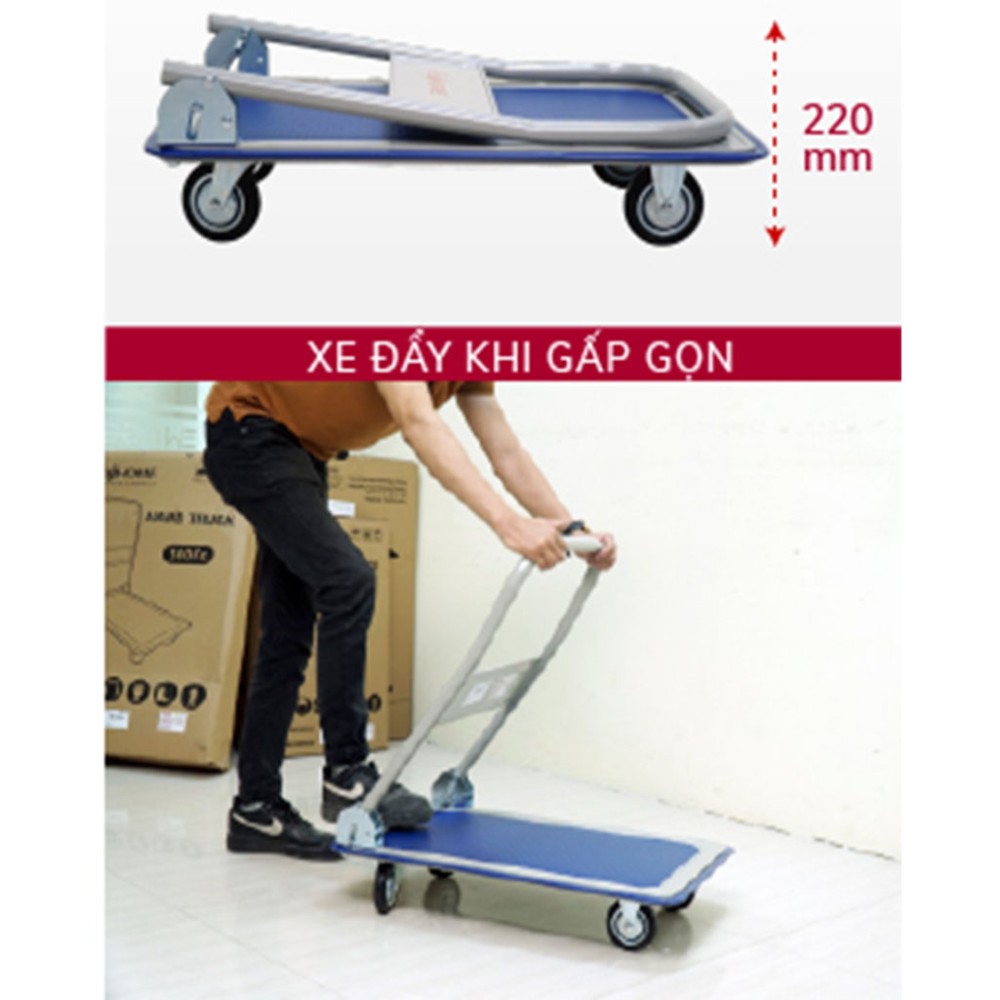 Xe đẩy hàng 4 bánh sàn thép FujiHome SH150 - Hàng chính hãng