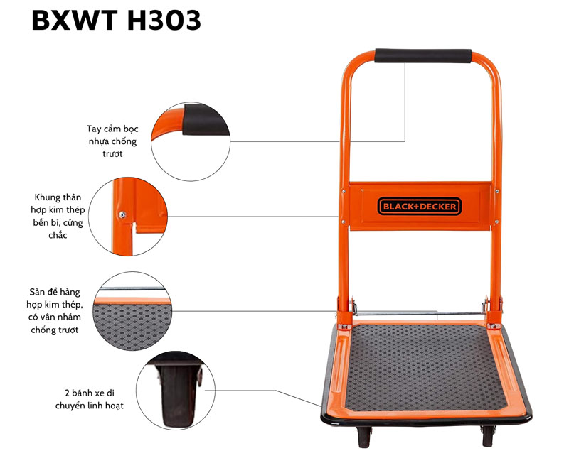 Xe đẩy hàng 4 bánh Black&Decker BXWT-H303 - Hàng chính hãng