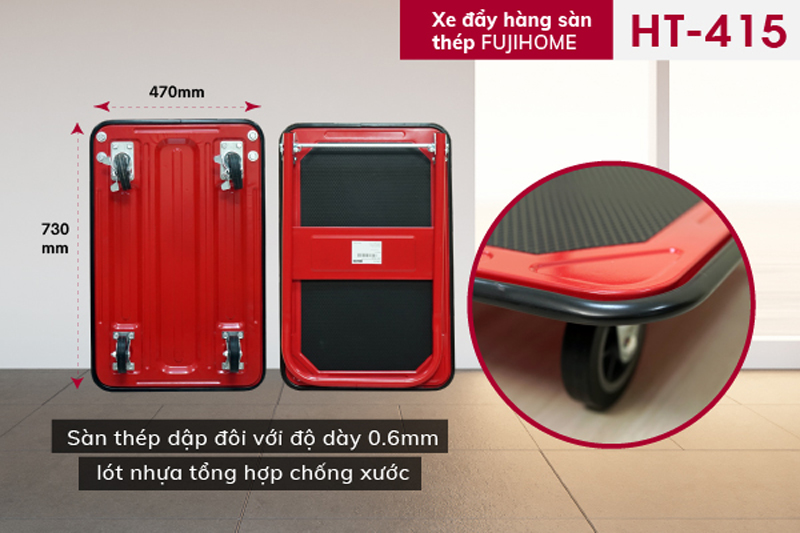 Kích thước mặt đựng hàng rộng rãi nên bạn có thể đặt những hàng hóa cồng kềnh