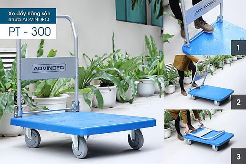 Các bước gấp gọn của xe đẩy sàn nhựa Advindeq PT-300