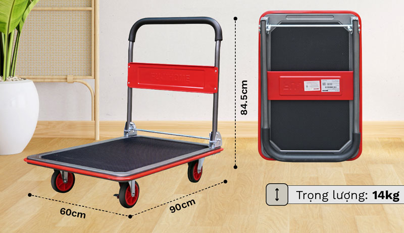 Xe đẩy hàng sàn thép 4 bánh Fujihome SH300N - Hàng chính hãng