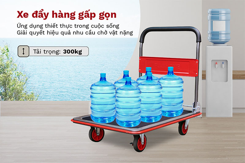 Xe đẩy hàng sàn thép 4 bánh Fujihome SH300N - Hàng chính hãng
