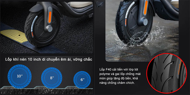 Thiết kế bánh của Xe điện Scooter Segway Ninebot F40