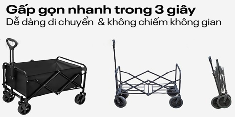 Xe kéo dã ngoại gấp gọn du lịch, cắm trại Fujihome CT-100 - Hàng chính hãng