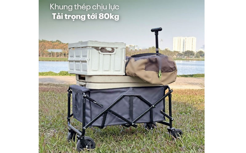 Xe kéo dã ngoại gấp gọn du lịch, cắm trại Fujihome CT-80 - Hàng chính hãng