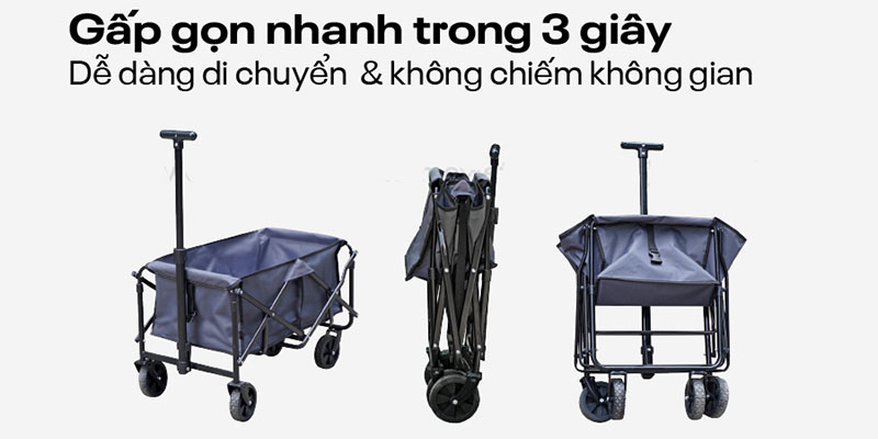 Xe kéo dã ngoại gấp gọn du lịch, cắm trại Fujihome CT-80 - Hàng chính hãng
