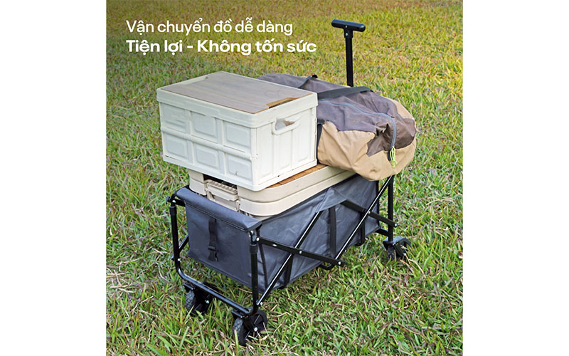 Xe kéo dã ngoại gấp gọn du lịch, cắm trại Fujihome CT-80 - Hàng chính hãng