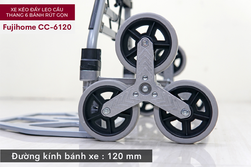 Xe kéo đẩy leo cầu thang 6 bánh rút gọn FujiHome CC-6120 - Hàng chính hãng