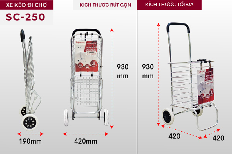 Xe kéo đi chợ đa năng Fujihome SC-250 - Hàng chính hãng