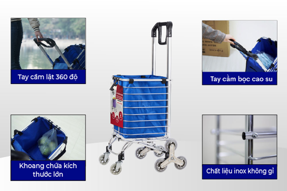 Xe Kéo Đi Chợ, Leo Cầu Thang Advindeq TL-90CN2 - Hàng chính hãng
