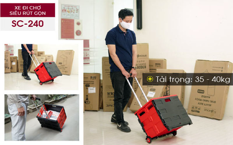 Xe kéo hàng rút gọn Fujihome SC-240 - Hàng chính hãng