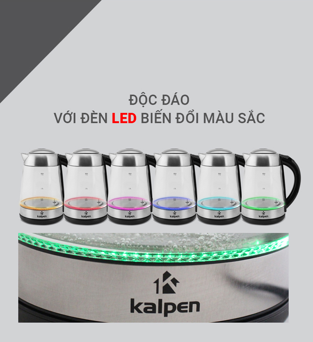 Ấm đun nước siêu tốc thủy tinh Kalpen KK88 - Hàng chính hãng