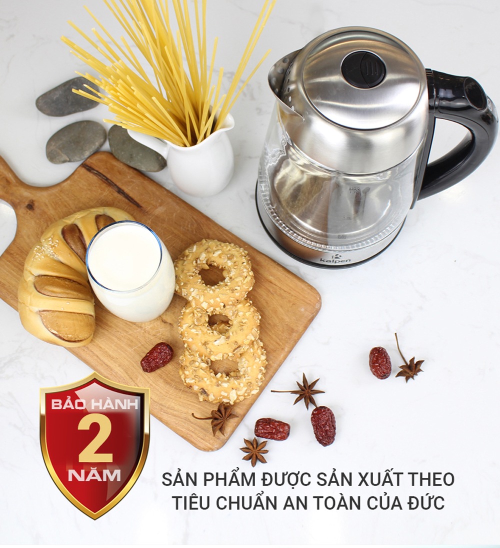 Ấm đun nước siêu tốc thủy tinh Kalpen KK88 - Hàng chính hãng