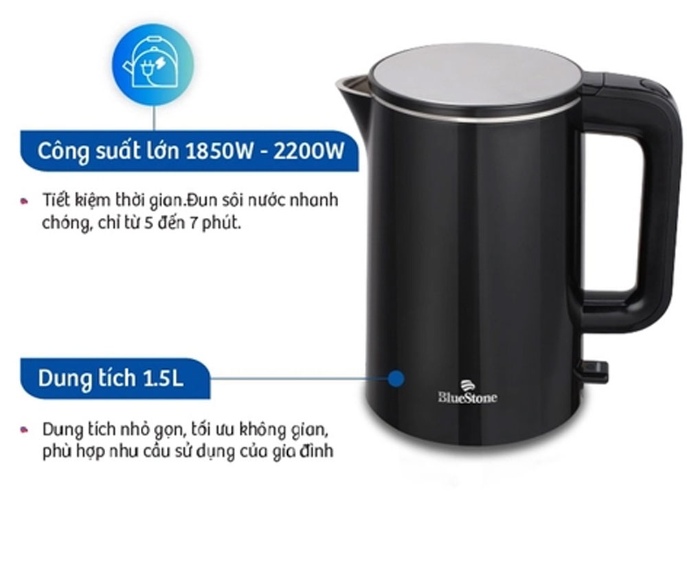 Ấm Đun Nước BlueStone KTB-3455 (1.5L) - Hàng chính hãng