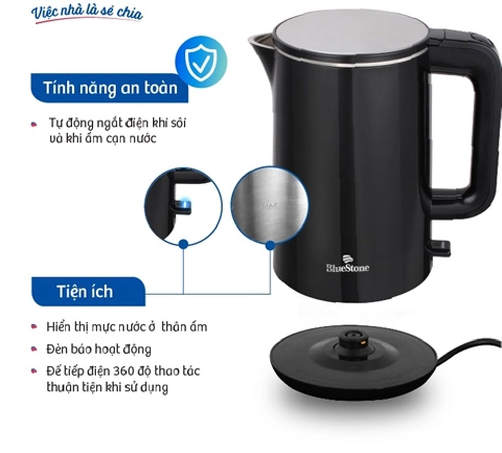 Ấm Đun Nước BlueStone KTB-3455 (1.5L) - Hàng chính hãng