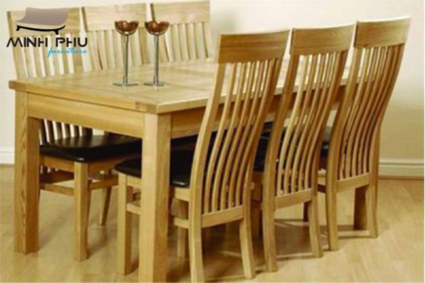 Bàn ăn gỗ sồi Mỹ 5 nan dọc - Hàng chính hãng