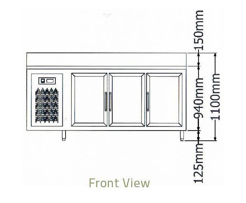Bàn lạnh 3 cánh kiếng Berjaya B3D/C7/7-SM - Hàng chính hãng