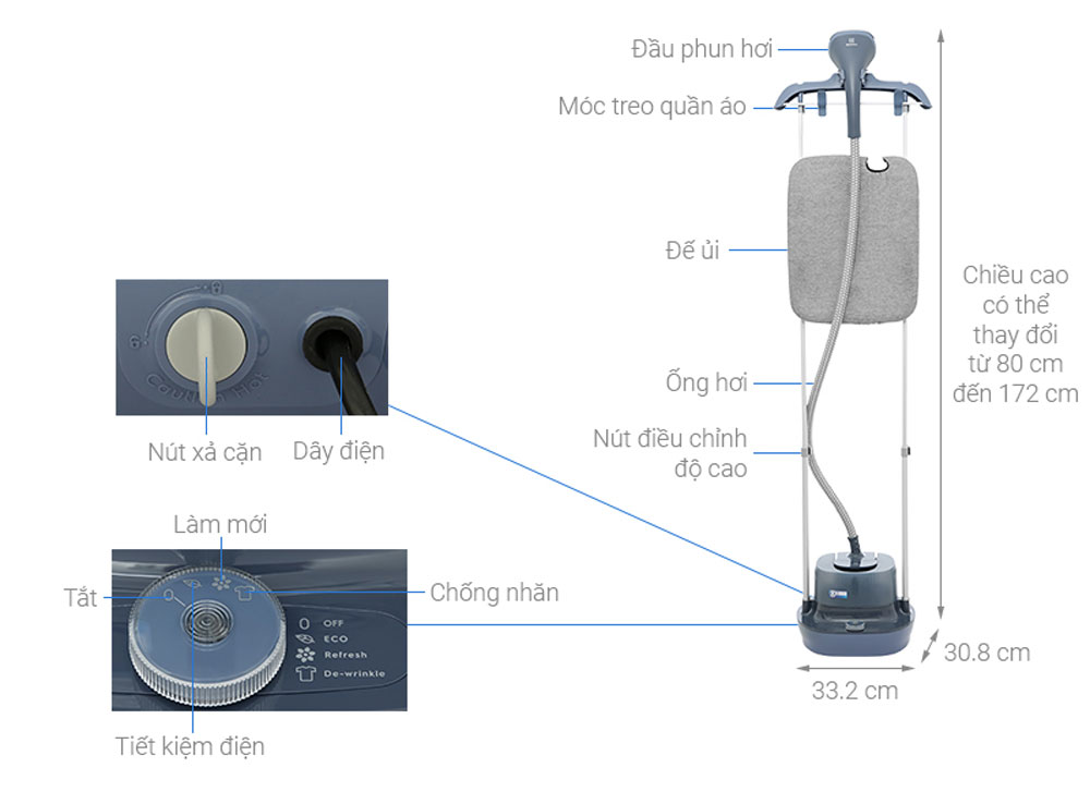 Bàn ủi hơi nước đứng Electrolux E5GS1-44MN - Hàng chính hãng