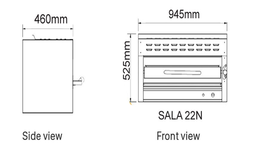 bản vẽ lò nướng Salamader gas Berjaya SALA 22N