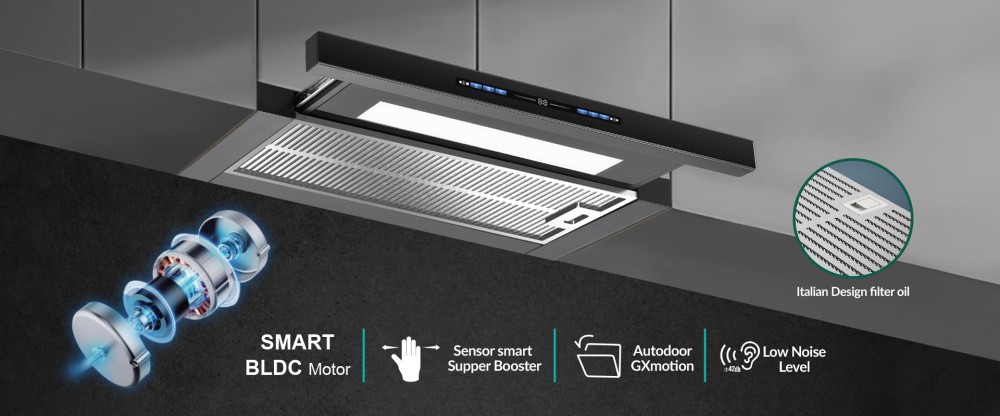 Hút mùi âm tủ , tự động mở cửa GrandX GX H70F75SB - Hàng chính hãng