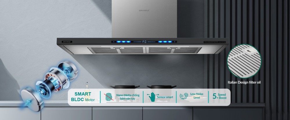 Hút mùi áp tường chữ T GX H70T78SG - Hàng chính hãng