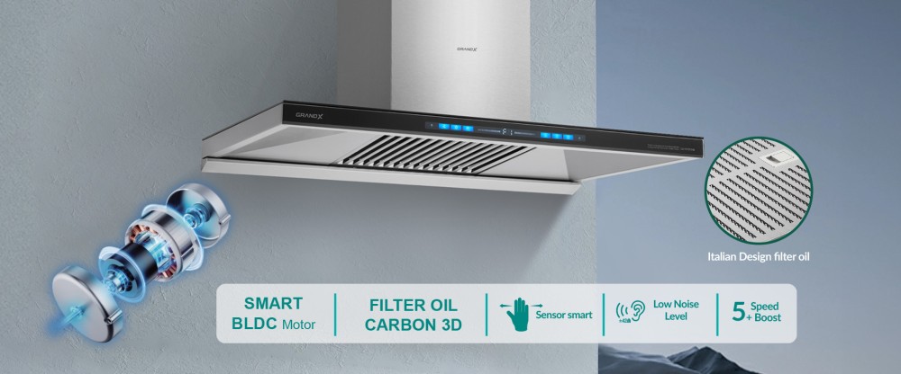 Hút mùi áp tường chữ T GrandX GX H90T81SB - Hàng chính hãng