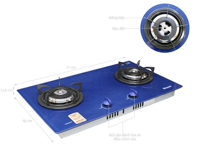 Bếp gas âm Rinnai RVB-2G-SCH(BL) - Hàng chính hãng
