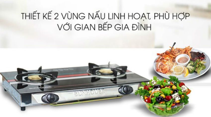 Bếp gas dương kính 2 lò Sunhouse SHB202MT