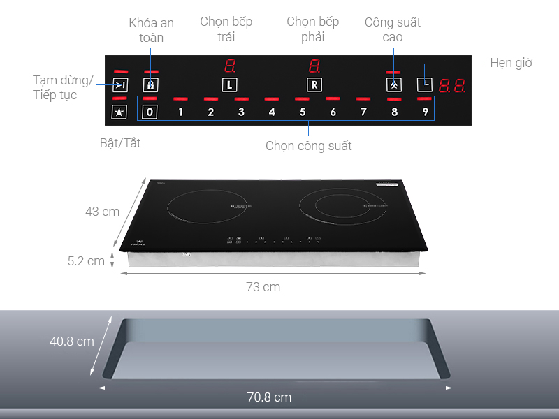 Bếp đôi hồng ngoại điện từ Pramie PRTH-2101 - Hàng chính hãng