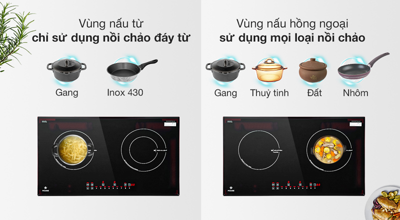 Bếp đôi hồng ngoại điện từ Pramie PRTH-2101 - Hàng chính hãng